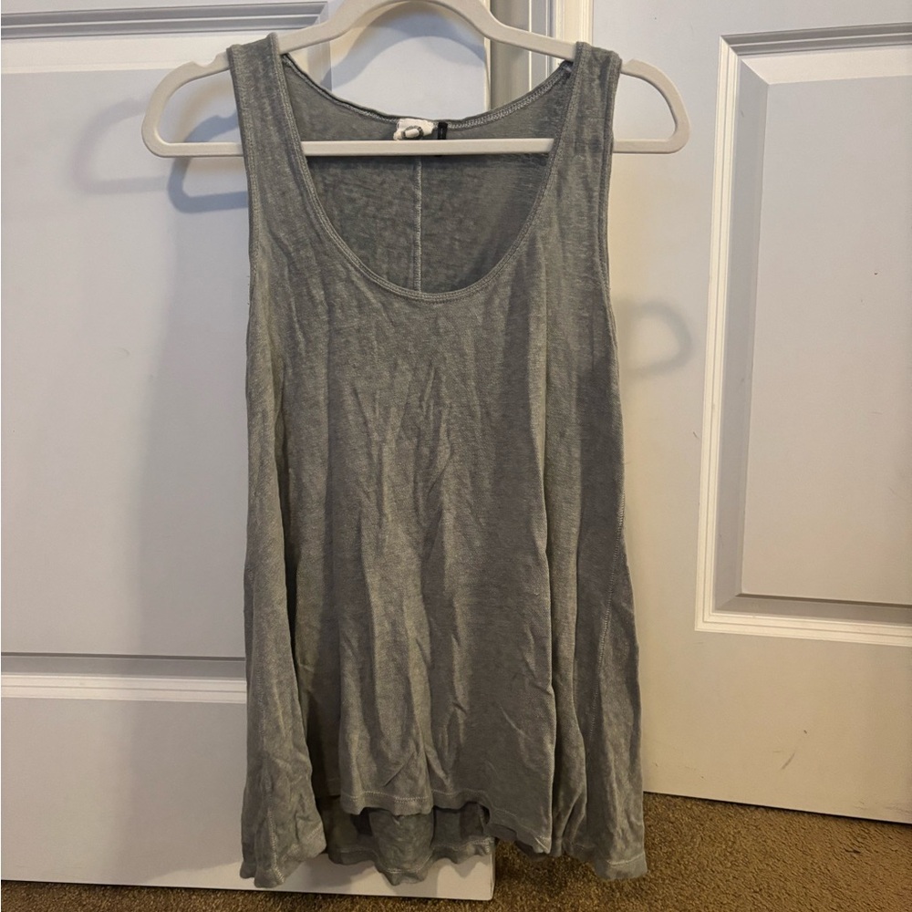 Anthropologie Akemi + Kin Linen Blend Tank Top Moss Green Size S - Picture 2 of 5